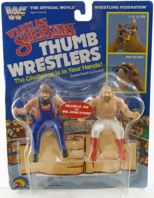 WWF LJN Wrestling Superstars Thumb Wrestlers Hillbilly Jim vs. Big John Studd