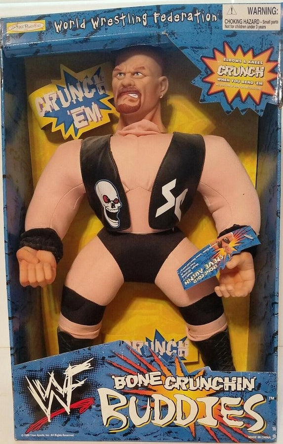 1999 WWF Jakks Pacific Bone Crunchin' Buddies Series 3 Stone Cold Steve Austin ]With Vest] Action & Toy Figures PWcatalog