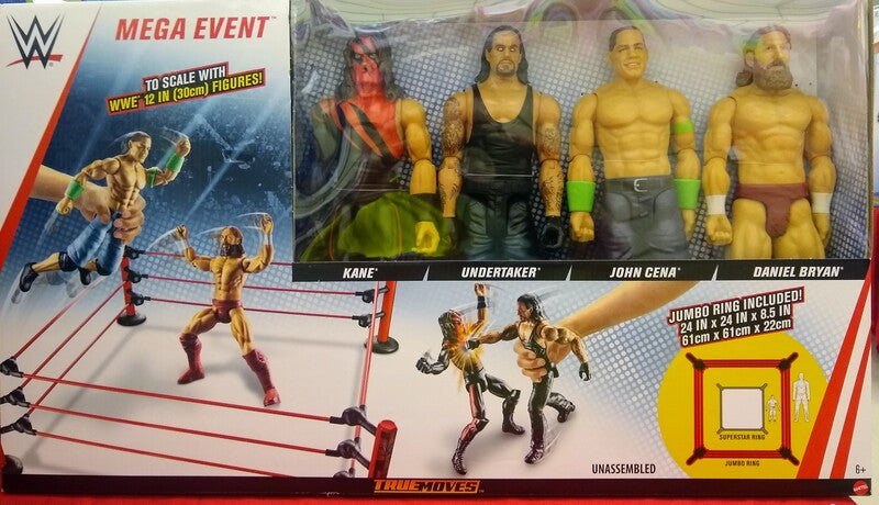 WWE Mattel True Moves Wrestling Rings & Playsets: Mega Event [With Kane, Undertaker, John Cena & Daniel Bryan] Action & Toy Figures PWcatalog