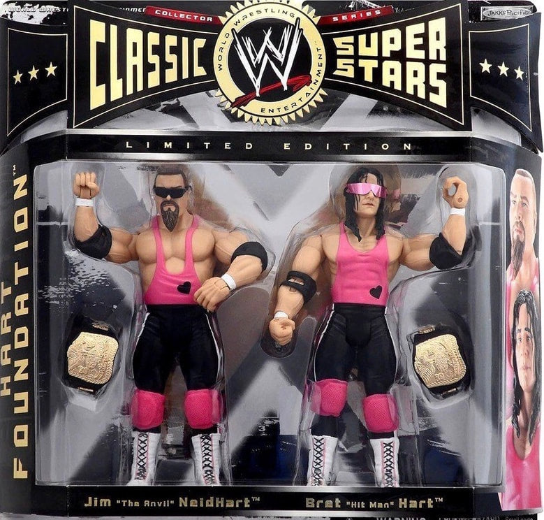 WWE Jakks Pacific Classic Superstars 2-Packs 1 Hart Foundation: Jim "The Anvil" Neidhart & Bret "Hit Man" Hart [With Pink Knee Pads] Action & Toy Figures PWcatalog