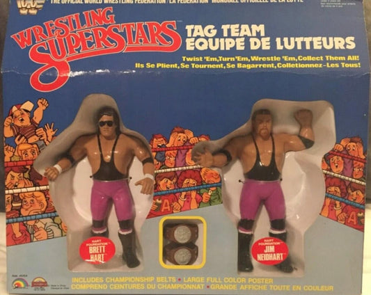 WWF LJN Wrestling Superstars Tag Teams Hart Foundation: Brett Hart & Jim Neidhart