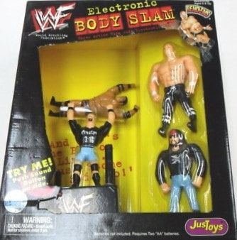 WWF Just Toys Bend-Ems Multipack: Electronic Body Slam [With The Rock, Stone Cold Steve Austin, Hunter Hearst-Helmsley & X-Pac]