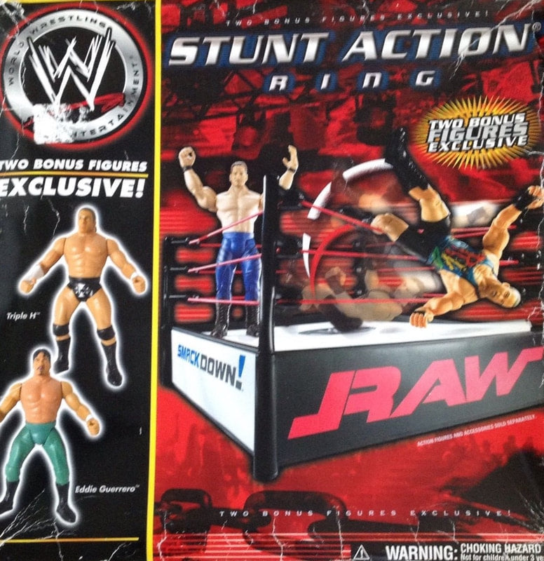 2003 WWE Jakks Pacific Stunt Action Ring [With Triple H & Eddie Guerrero] Action & Toy Figures PWcatalog