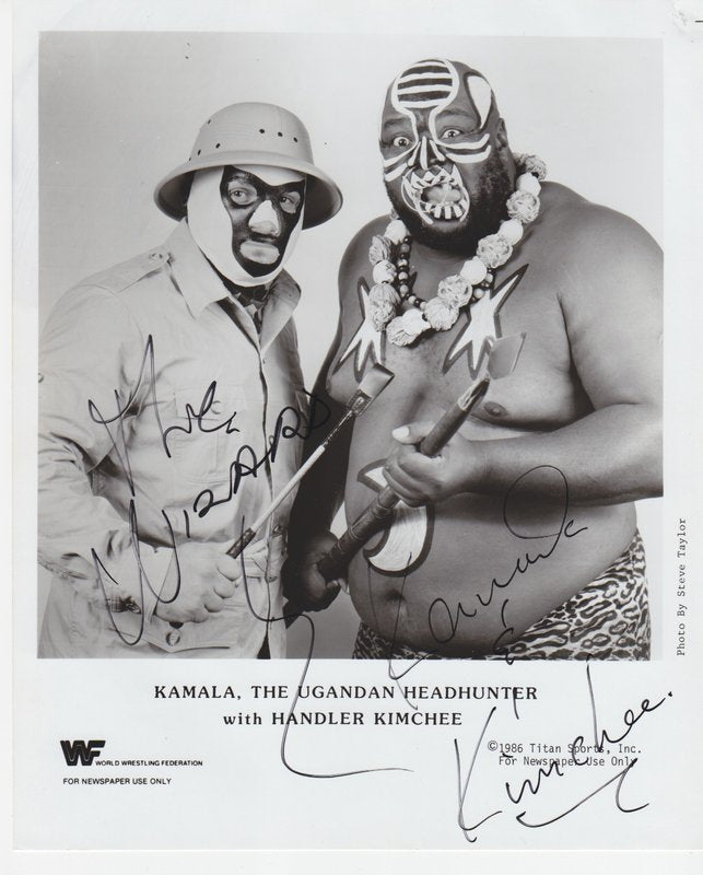 WWF-Promo-Photos1986-Ugandan-Headhunter-Kamala-Handler-Kimchee-signed-