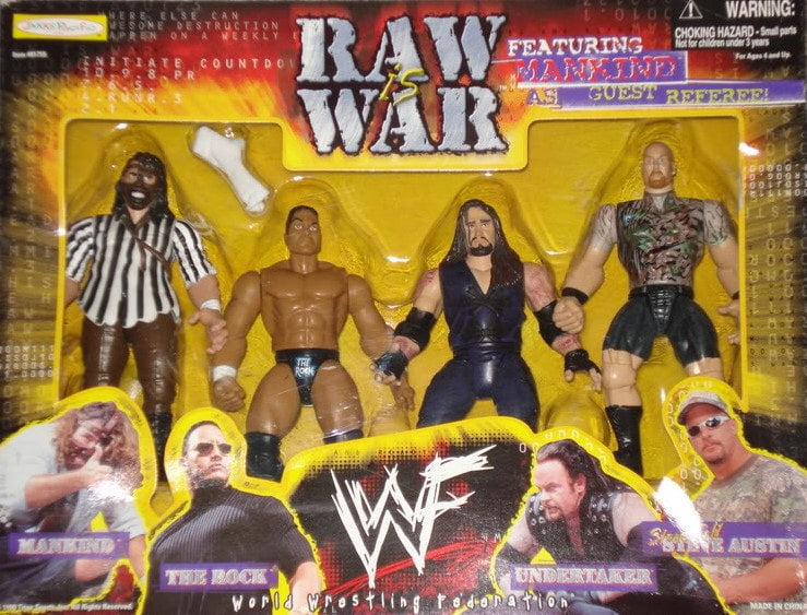 1999 WWF Jakks Pacific Raw Is War Box Set: Mankind, The Rock, Undertaker & Stone Cold Steve Austin [Exclusive] Action & Toy Figures PWcatalog