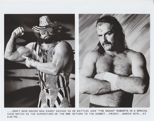 WWF-Promo-Photos1992-WWF-Houston-Summit-House-Show-Randy-Savage-Jake-Roberts-8x10-