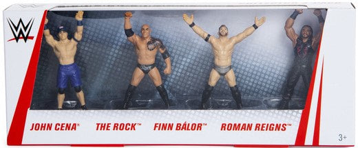 WWE Mattel Mini Figures [Unbranded] Multipack: John Cena, The Rock, Finn Balor & Roman Reigns Action & Toy Figures PWcatalog