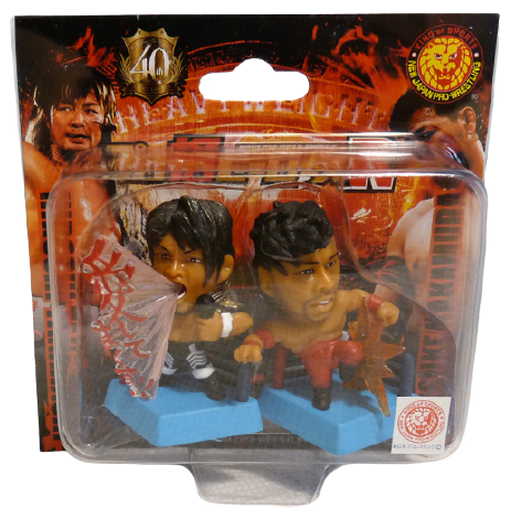 NJPW CharaPro Mini Big Heads/Pro-Kaku Heroes Pro-Kaku Heroes R Hiroshi Tanahashi [With Black Pants] vs. Shinsuke Nakamura [With Red Pants] Action & Toy Figures PWcatalog