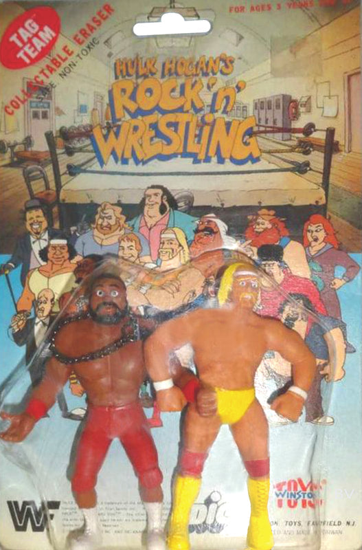 WWF Winston Toys Hulk Hogan's Rock 'N' Wrestling Collectable Erasers Tag Teams Junkyard Dog & Hulk Hogan