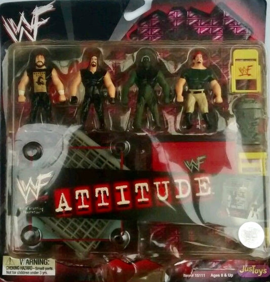WWF Just Toys Micro Bend-Ems Attitude Cactus Jack, Undertaker, Goldust & The Interrogator