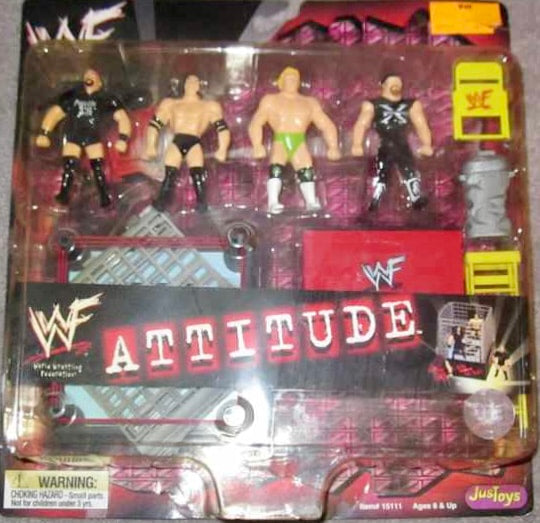 WWF Just Toys Micro Bend-Ems Attitude Stone Cold Steve Austin, The Rock, Billy Gunn & Road Dogg Jesse James