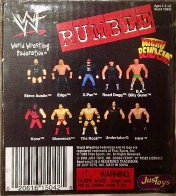 WWF Just Toys Micro Bend-Ems Multipack: Rumble 10-Pack: Steve Austin, Edge, X-Pac, Road Dogg, B.A. Billy Gunn, Kane, Shamrock, The Rock, Undertaker & HHH [Exclusive] Action & Toy Figures PWcatalog