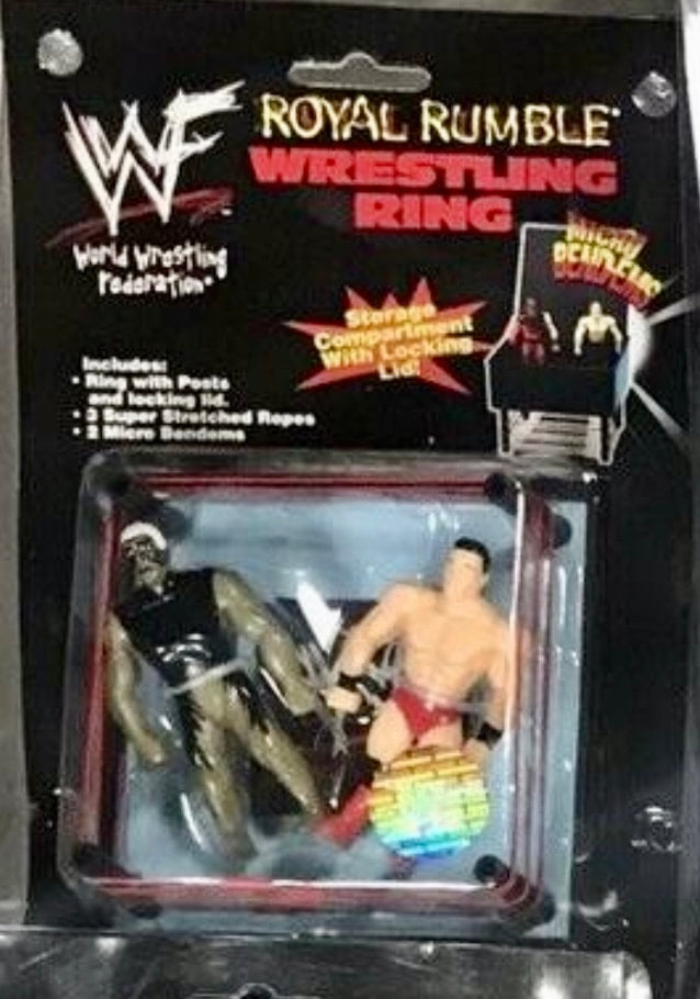 WWF Just Toys Micro Bend-Ems Royal Rumble Wrestling Ring Goldust & Ken Shamrock