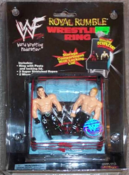 WWF Just Toys Micro Bend-Ems Royal Rumble Wrestling Ring Shawn Michaels & Hunter Hearst Helmsley