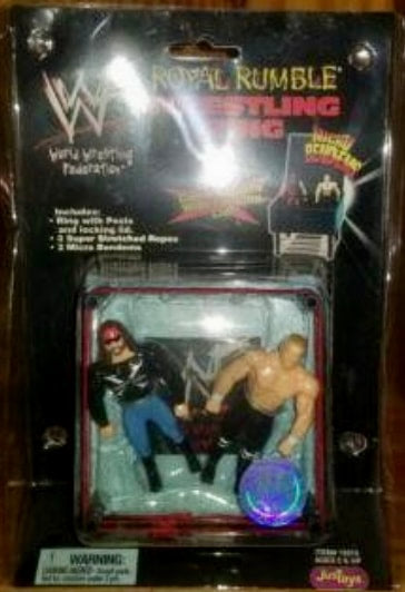 WWF Just Toys Micro Bend-Ems Royal Rumble Wrestling Ring X-Pac & Hunter Hearst Helmsley