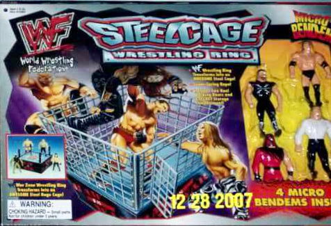 WWF Just Toys Micro Bend-Ems Steel Cage Wrestling Ring [With The Rock, Road Dogg Jesse James, Kane & Gangrel] Action & Toy Figures PWcatalog