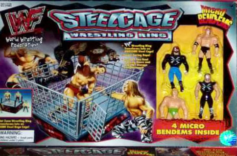WWF Just Toys Micro Bend-Ems Steel Cage Wrestling Ring [With The Rock, X-Pac, Billy Gunn & Road Dogg Jesse James] Action & Toy Figures PWcatalog