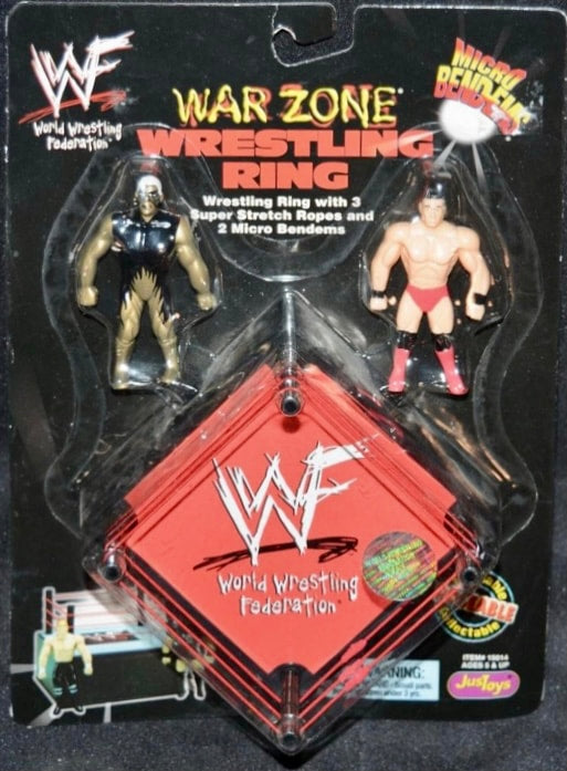 WWF Just Toys Micro Bend-Ems War Zone Wrestling Ring Goldust & Ken Shamrock