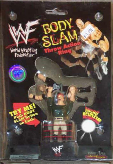 WWF Just Toys Micro Bend-Ems Body Slam Throw Action Ring The Interrogator & Stone Cold Steve Austin