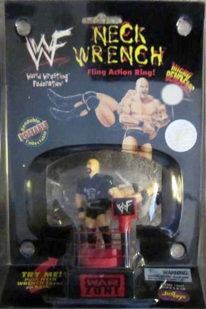 WWF Just Toys Micro Bend-Ems Neck Wrench Fling Action Ring Stone Cold Steve Austin & The Rock