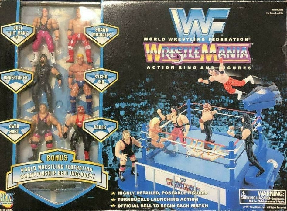 1997 WWF Jakks Pacific Mini Slammin' Action WrestleMania Action Ring & Figures