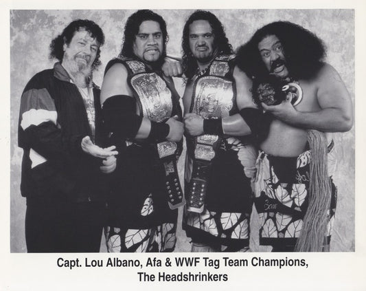 WWF TAG TEAM CHAMPIONS Headshrinkers w/Afa &Lou Albano b/w