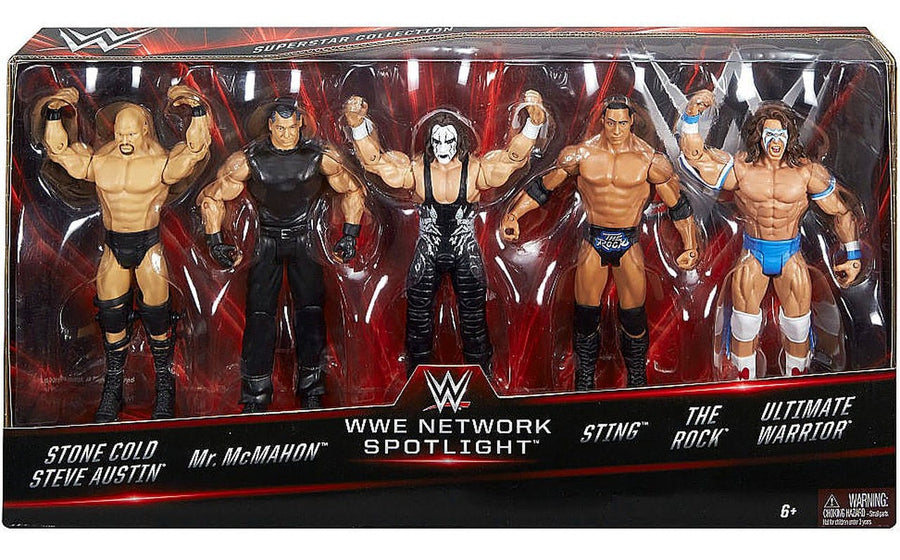WWE Mattel Network Spotlight Multipack: Stone Cold Steve Austin, Mr. McMahon, Sting, The Rock & Ultimate Warrior [Exclusive] Action & Toy Figures PWcatalog