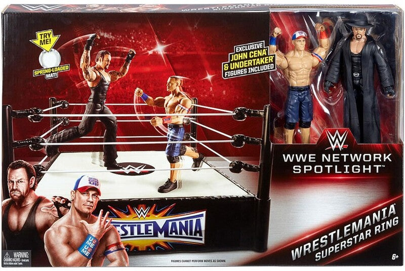 WWE Mattel Network Spotlight Wrestling Rings & Playsets: WrestleMania Superstar Ring [With John Cena & Undertaker, Exclusive] Action & Toy Figures PWcatalog