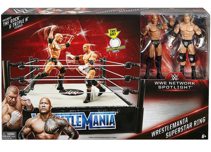 WWE Mattel Network Spotlight Wrestling Rings & Playsets: WrestleMania Superstar Ring [With The Rock & Triple H, Exclusive] Action & Toy Figures PWcatalog