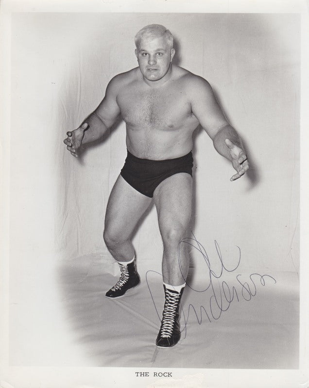 1970's AWA The Rock (Rogowski) signed (Ole Anderson) Promo Photo PWcatalog