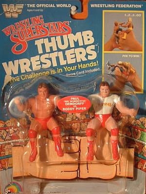 WWF LJN Wrestling Superstars Thumb Wrestlers Paul "Mr. Wonderful" Orndorff vs. Roddy Piper Action & Toy Figures PWcatalog