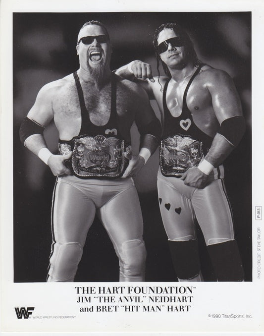1990 WWF TAG TEAM CHAMPIONS The Hart Foundation P013b b/w 