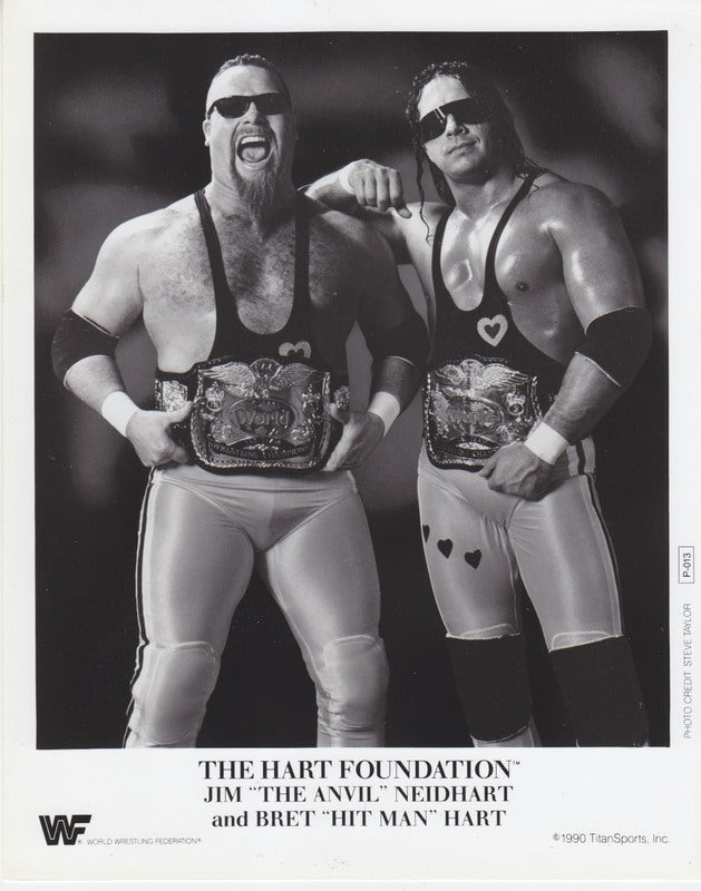 1990 WWF TAG TEAM CHAMPIONS The Hart Foundation P013b b/w