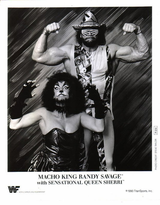 1990 Macho King Randy Savage , Sensational Queen Sherri P014 b/w