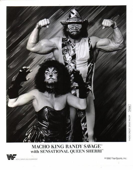 1990 Macho King Randy Savage , Sensational Queen Sherri P014 b/w 