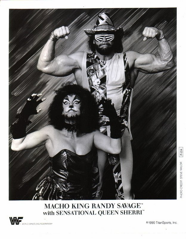 1990 Macho King Randy Savage , Sensational Queen Sherri P014 b/w