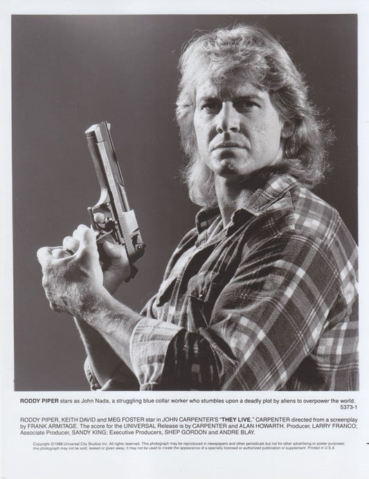 1988 Roddy Piper "They Live" publicity photo b/w