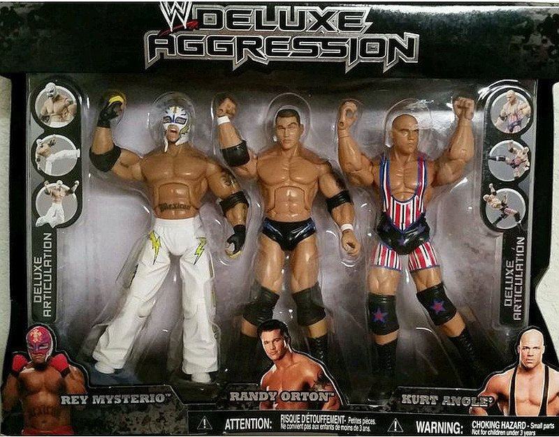 WWE Jakks Pacific Deluxe Aggression Multipacks 1 Rey Mysterio, Randy Orton & Kurt Angle [Exclusive] Action & Toy Figures PWcatalog