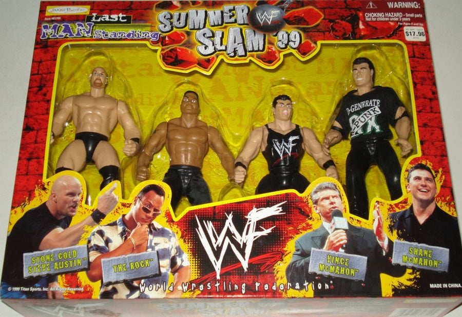 1999 WWF Jakks Pacific SummerSlam '99 Last Man Standing Box Set: Stone Cold Steve Austin, The Rock, Vince McMahon & Shane McMahon [Exclusive] Action & Toy Figures PWcatalog