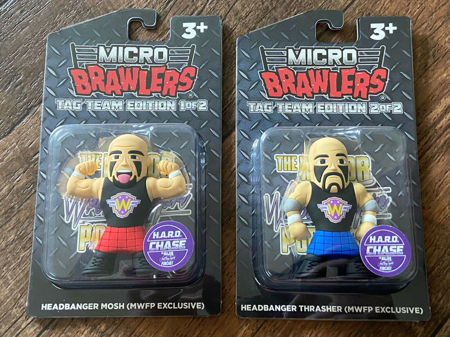 2022 Major Wrestling Figure Podcast Micro Brawlers Headbangers: Mosh & Thrasher [Chase]