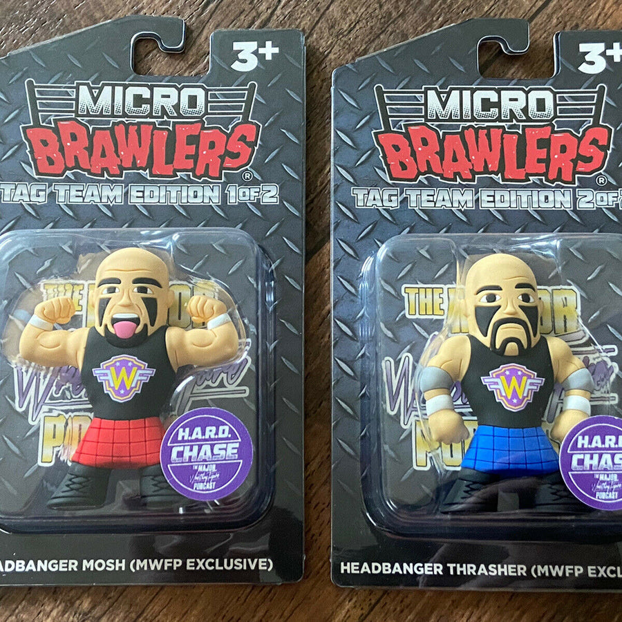 2022 Major Wrestling Figure Podcast Micro Brawlers Headbangers: Mosh & Thrasher [Chase] Action & Toy Figures PWcatalog