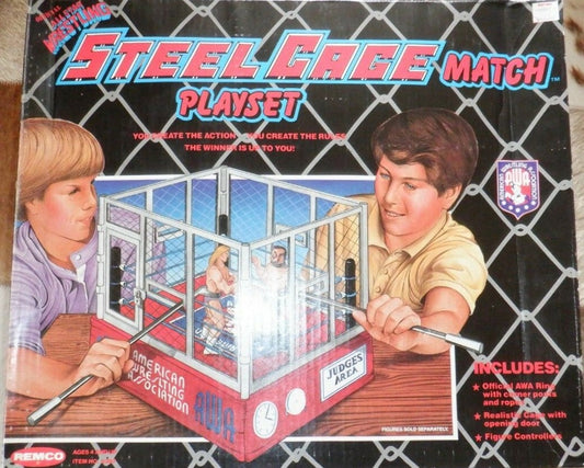 AWA Remco All Star Wrestlers Wrestling Rings & Playsets: Official All Star Wrestling Steel Cage Match Playset