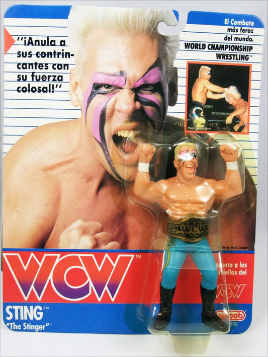 WCW Galoob WCW Galoob Series 1 - "Presents the Superstars of the WCW" Sting [With Blue Tights, WCW Card]