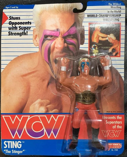 WCW Galoob WCW Galoob Series 1 - "Presents the Superstars of the WCW" Sting [With Orange Tights, WCW Card]