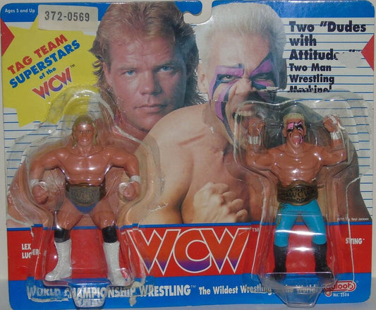 WCW Galoob WCW Galoob Series 1 Tag Teams Dudes with Attitudes: Lex Luger & Sting [With Blue Tights]