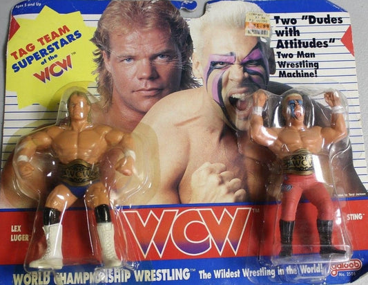 WCW Galoob WCW Galoob Series 1 Tag Teams Dudes with Attitudes: Lex Luger & Sting [With Orange Tights]
