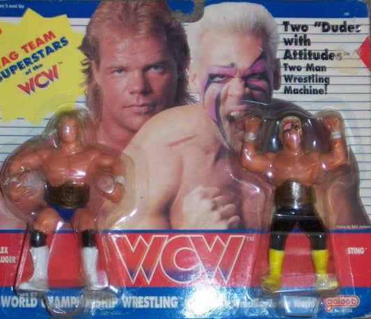 WCW Galoob WCW Galoob Series 1 Tag Teams Dudes with Attitudes: Lex Luger & Sting [With Black Tights]