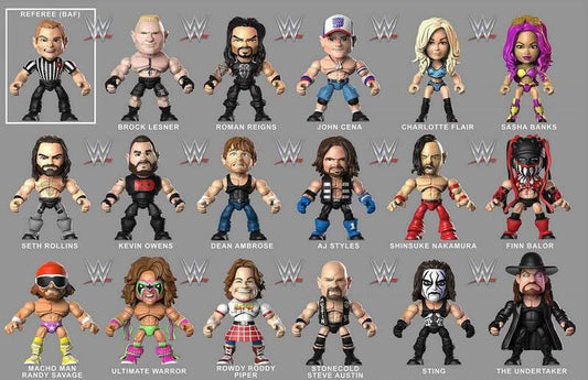 WWE The Loyal Subjects Action Vinyls Unreleased/Prototype 2018 Lineup Showing Charlotte Flair, Seth Rollins, Kevin Owens & Dean Ambrose [Unreleased]