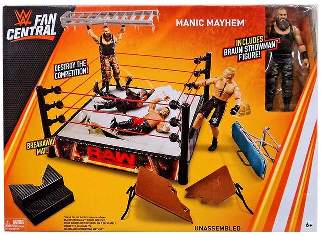 WWE Mattel Fan Central Wrestling Rings & Playsets: Manic Mayhem [With Braun Strowman, Exclusive] Action & Toy Figures PWcatalog