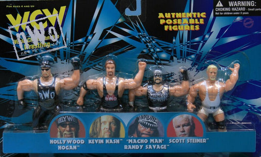WCW OSFTM 4.5" Articulated Multipacks Hollywood Hogan, Kevin Nash, "Macho Man" Randy Savage & Scott Steiner